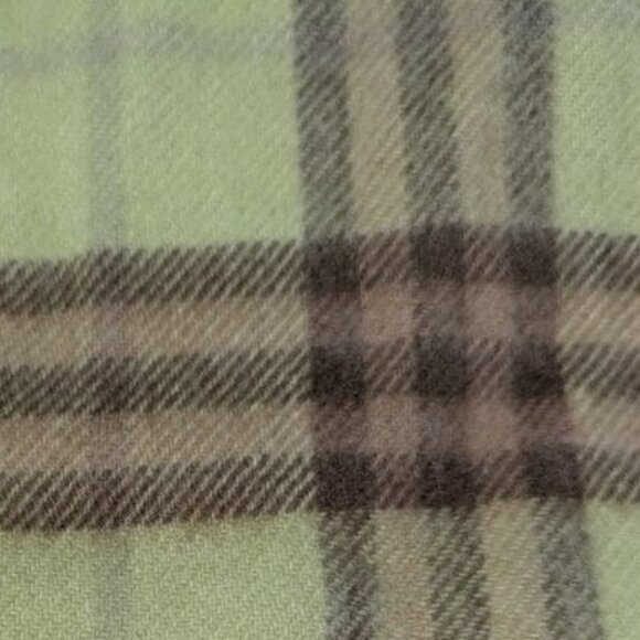 Burberry Pastel Sage Nova Check Classic Plaid Fringe Small Cashmere Scarf Soft - Picture 10 of 10